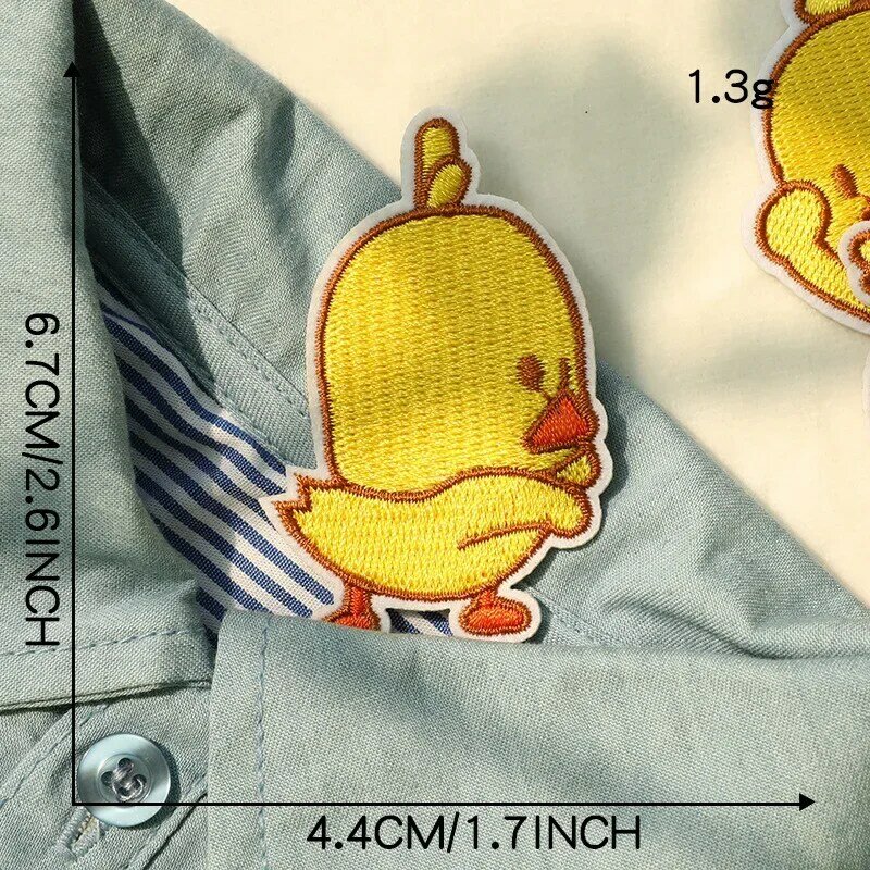 Stiker bordir kartun baru DIY stiker bebek kuning lucu lencana perekat besi pada tambalan tas kain topi aksesori kain