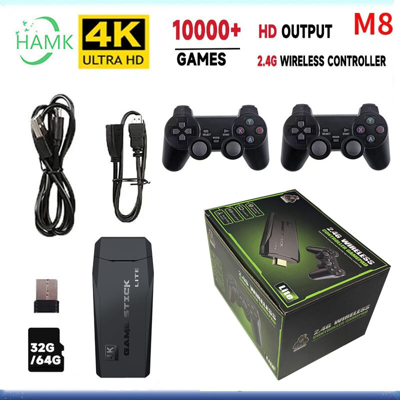 Consola de videojuegos portátil, consola de videojuegos clásica Retro inalámbrica, Control inalámbrico, 4K, 2,4G, incluye 10000 juegos