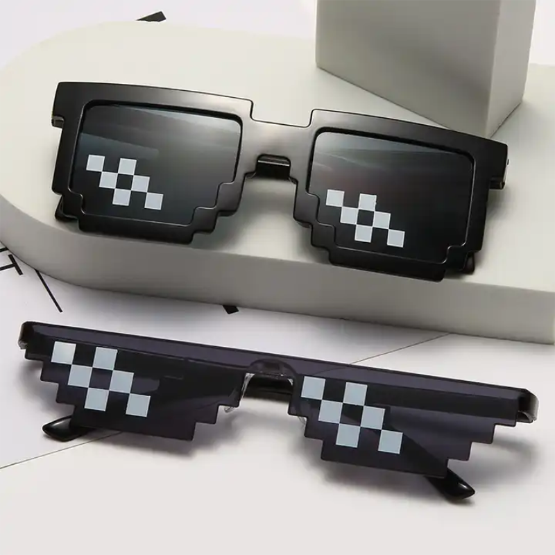 Мозаичные солнцезащитные очки, классные винтажные очки для мужчин, солнцезащитные очки с пикселями, черные забавные женские очки