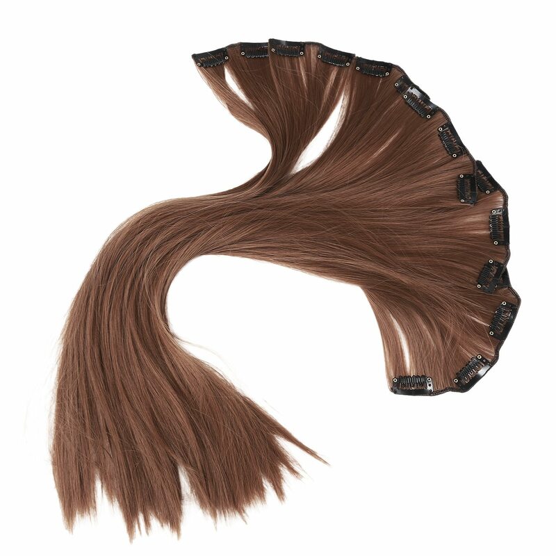 Specjalna peruka damska gładka prosta fryzura z krótkimi spinkami do włosów każdy zestaw 16 klipsów jasnobrązowych 24 cali