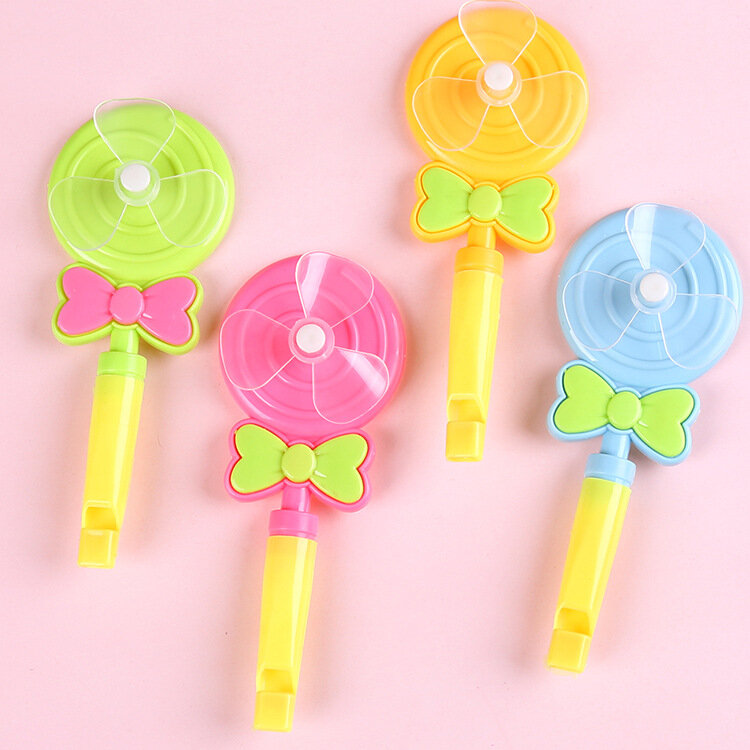 5 buah mainan Pinwheel peluit Lollipop kreatif klasik nostalgia plastik taman kanak-kanak hadiah pesta ulang tahun anak-anak hadiah