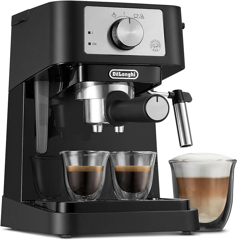 De'Longhi Stilosa Manual Máquina Espresso, Latte e Cappuccino Maker, 15 Bar Pressão da Bomba, Leite Frother Steam Wand
