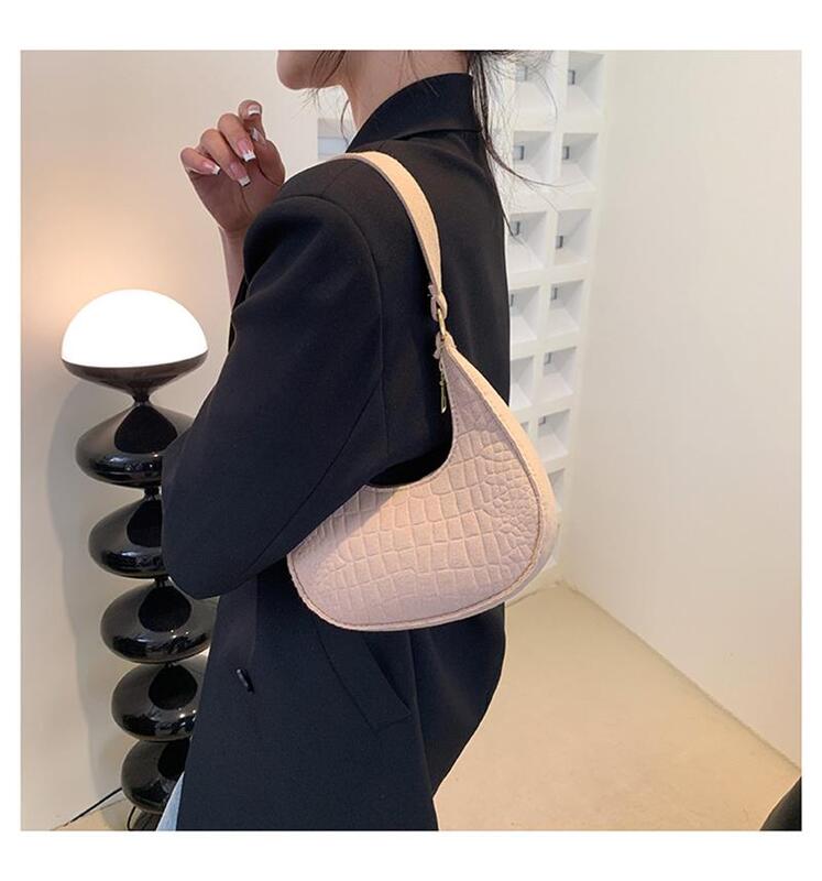 ISKYBOB 여성용 펠트 스톤 패턴 겨드랑이 가방, 캐주얼 숄더 핸드백 백, 한국 버전, 경량 지갑, 2024 패션