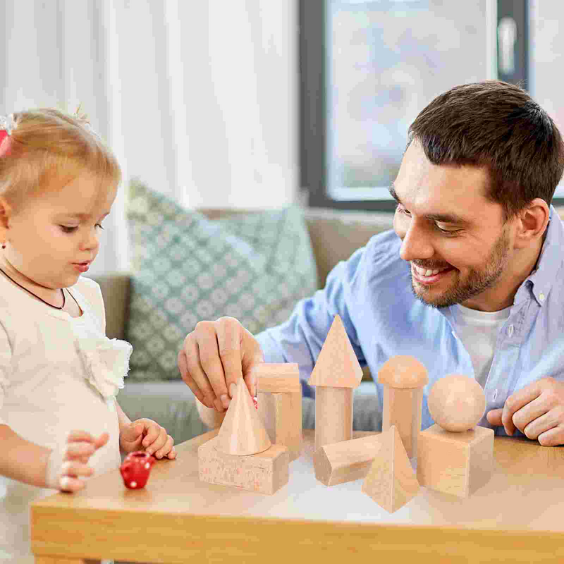 子供のための幾何学的な木のブロック、ジオメトリのおもちゃ、12個