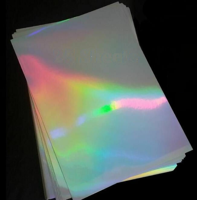 Único Lado Holográfico Arco-íris Prata Cardstock, Cartão De Papel Grosso, Tamanho 21x29cm, 10 20 50 Você Escolher Quantidade