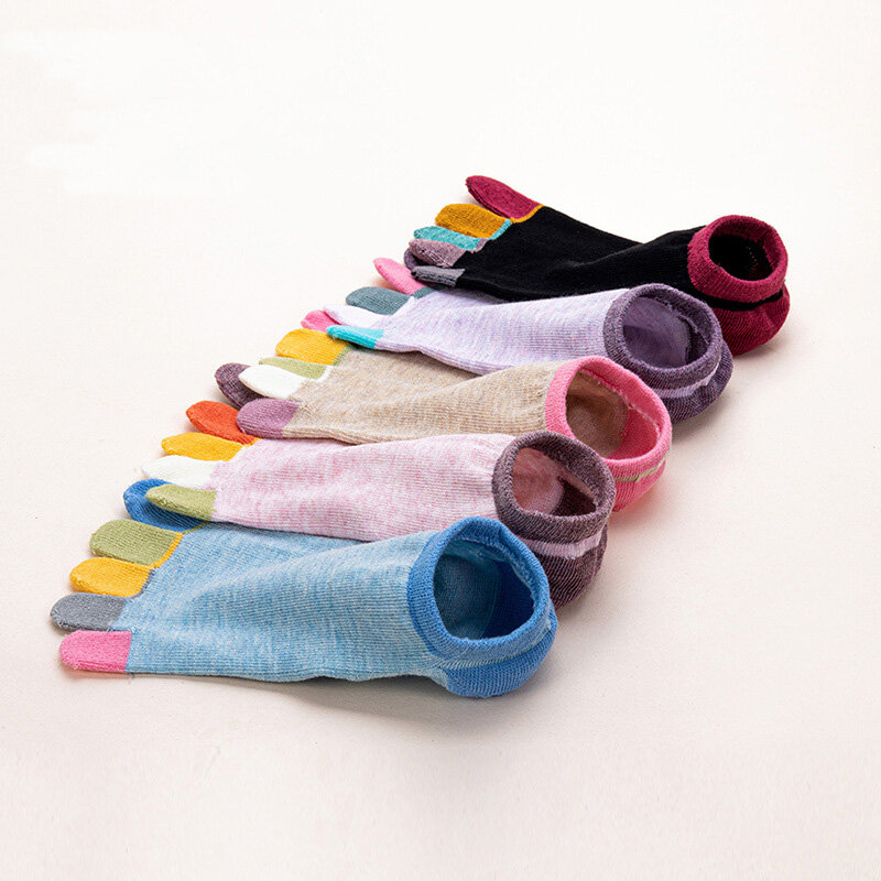 Calcetines invisibles de algodón puro para dedos de los pies, medias de boca poco profunda, informales, suaves, transpirables, desodorantes, 5 dedos, Harajuku, 5 pares
