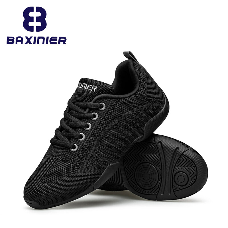 Baxin-Chaussures d'encouragement noires pour filles, baskets respirantes pour enfants, chaussures d'entraînement légères, chaussures de danse pour jeunes, baskets de compétition