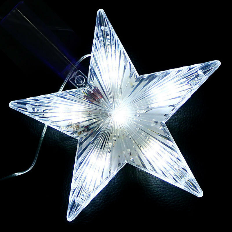 Guirxiété lumineuse dégradée étoile à cinq branches clignotante, lampe supérieure d'arbre de Noël, décor de guirxiété, prise UE, fête de Noël, mariage, jardin, 31LED