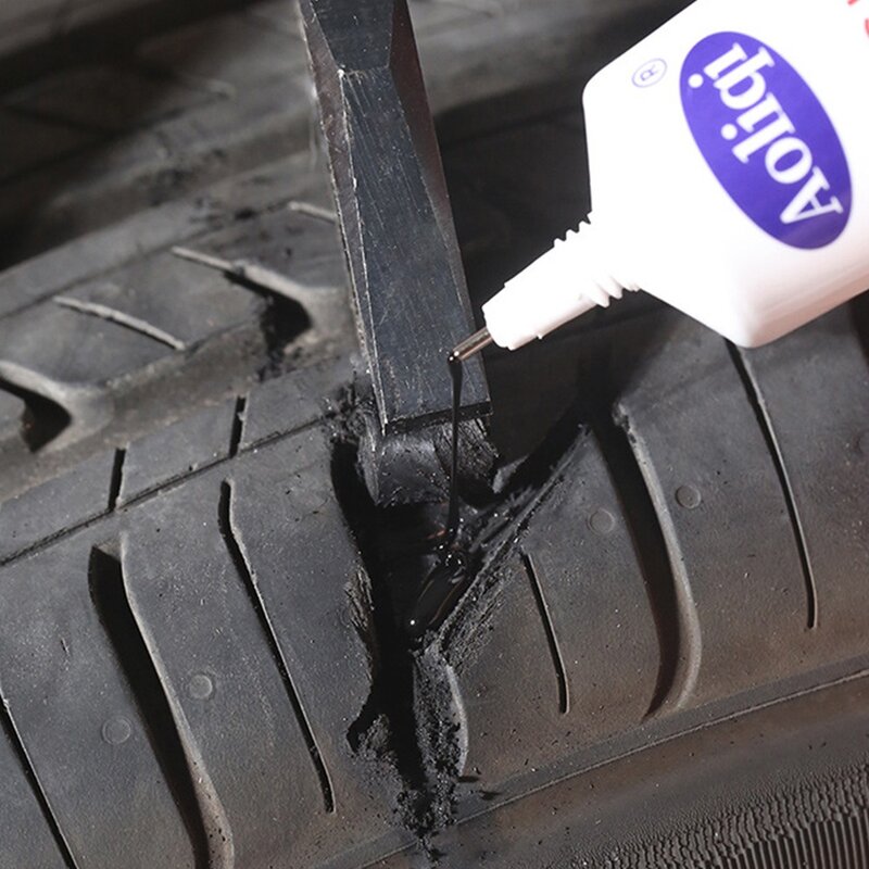 1/2Pcs Car Tire Repair Glue Liquid Strong Rubber Glues Black Wear-resistant Non-corrosive Adhesive Instant Bond Leather Tools