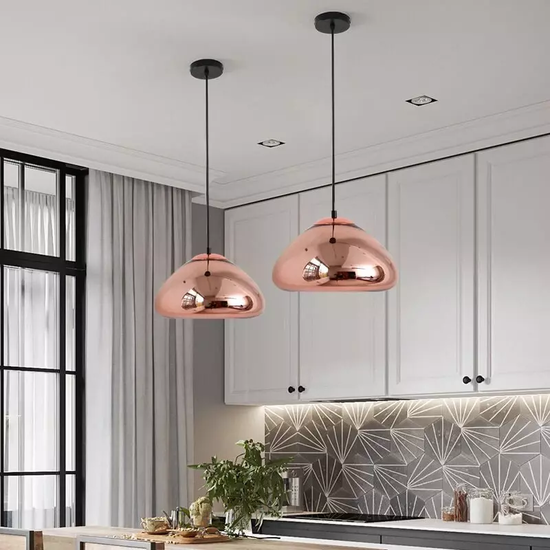 Nordic LED Pendant Light Luxurious Gold Glass Hanging Lamps For Bedroom Bar Restaurant Coffee Shop Indoor Illumination Fixtures