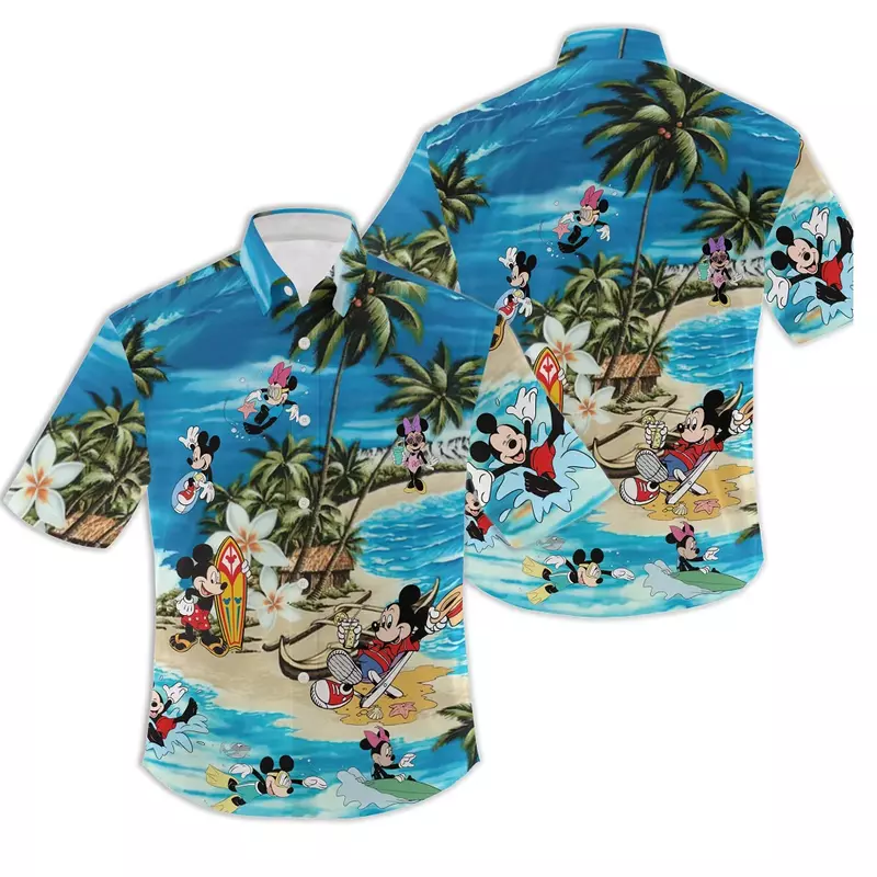 Mickey Disney hawajskie koszule Vintage modne koszule męskie koszule Top na co dzień