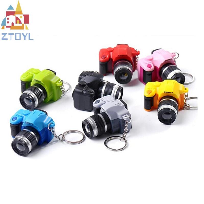 Simulation SLR Kamera Schlüssel Ringe LED Luminous Ton Glühender Anhänger Auto Schlüssel Ketten Kinder Digital SLR Kamera Spielzeug Schlüsselbund Tasche