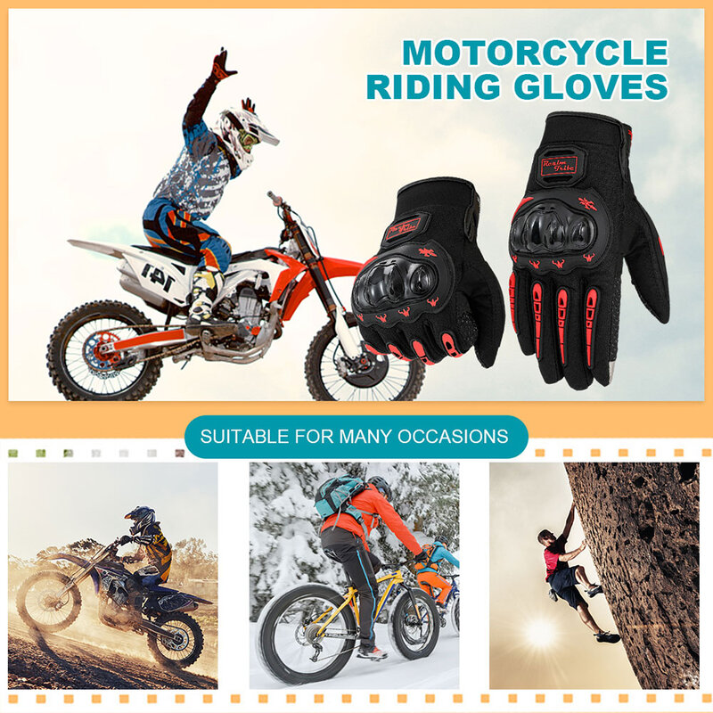 Guantes de moto transpirables de dedo completo para deportes al aire libre, guantes de bicicleta para BMX, ATV, carreras de carretera, verano e invierno, 1 par