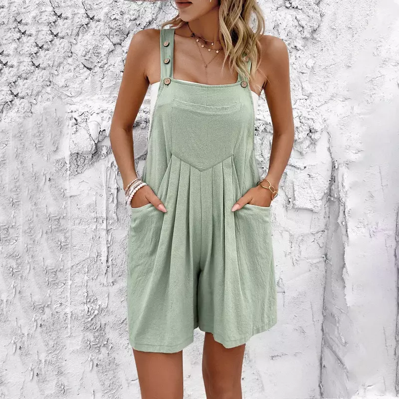 YEAE Sleeveless Solid Colour Suspender Women's Strappy Shorts Summer Hot Sale Casual Fashion Women's One-Piece Shorts New 2024