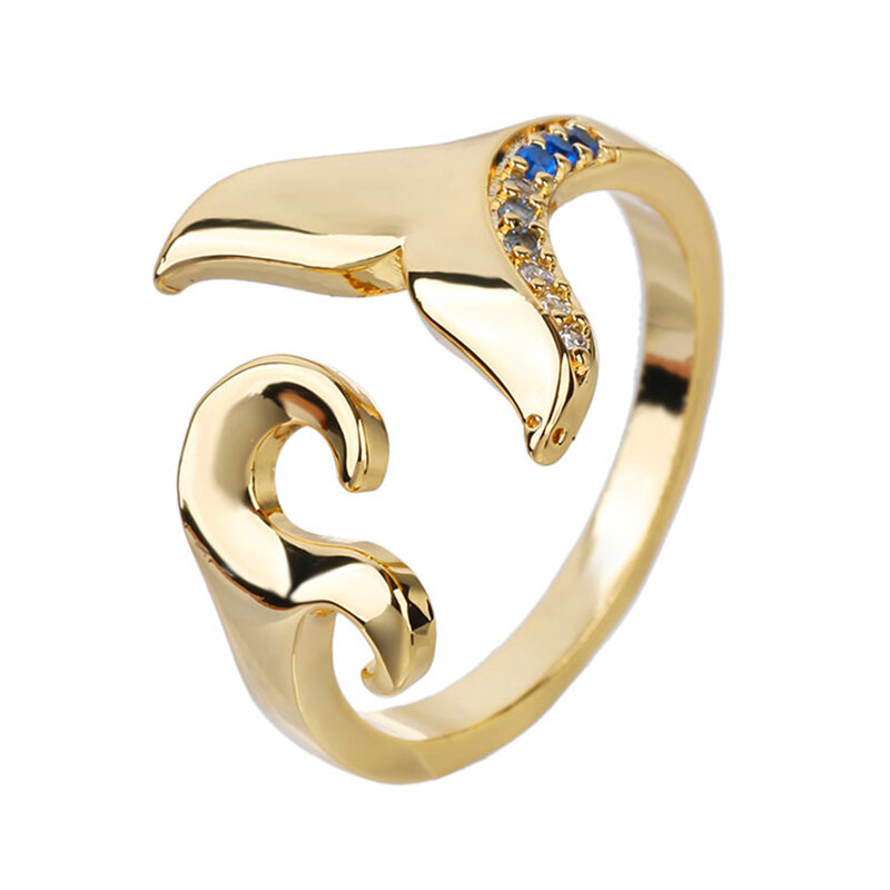 Poulisa anello di apertura 925 Sterling Silver taglio rotondo Cubic Zirconia Dolphin Open Rings 18K placcato oro bianco ipoallergenico donna