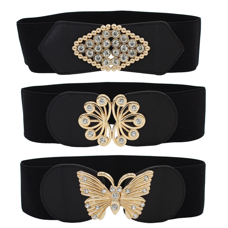 Women Stretchable Elastic Waist Belt with Heart Buckle Belt for Fashion Accessories, Casual, Western Outfits