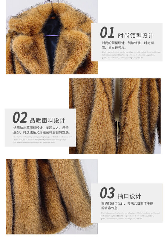 Mantel Panjang Medium Bulu Imitasi Wanita Musim Gugur Musim Dingin Mode Baru Mantel Wanita Bulu Imitasi Hangat Setelan Kerah Berdiri Versi Korea