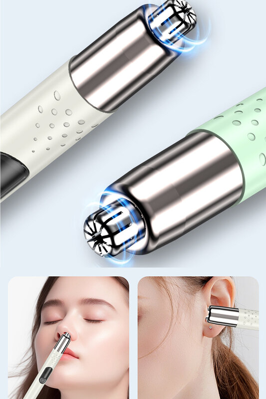 Mini recortador de pelo de nariz eléctrico impermeable para hombres y mujeres, pantalla de energía portátil recargable por USB