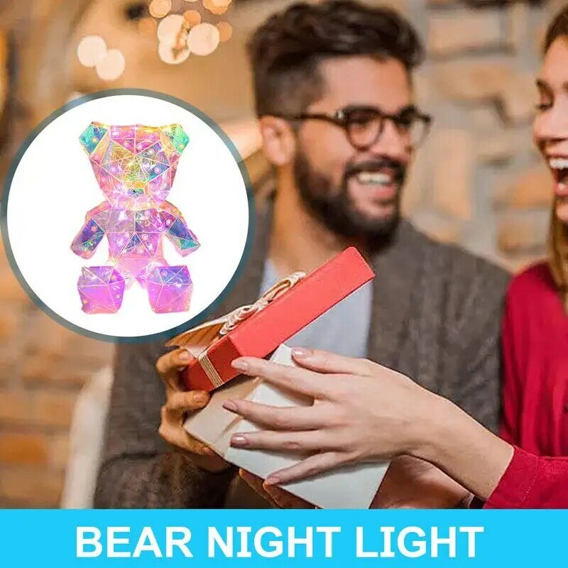 Teddybear lumineux pour femme avec document proxy, veilleuse d'ambiance, cadeau de bureau Kawaii, cadeau de la Saint-Valentin, veilleuse de pépinière