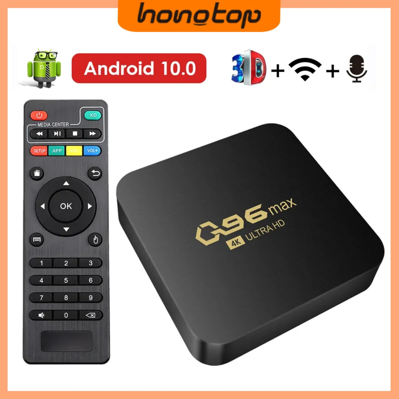 Hongtop wifi 4k q96 max smart tv box 2.4/5g set-top box android 10,0 media player android quad core smart tv box media player