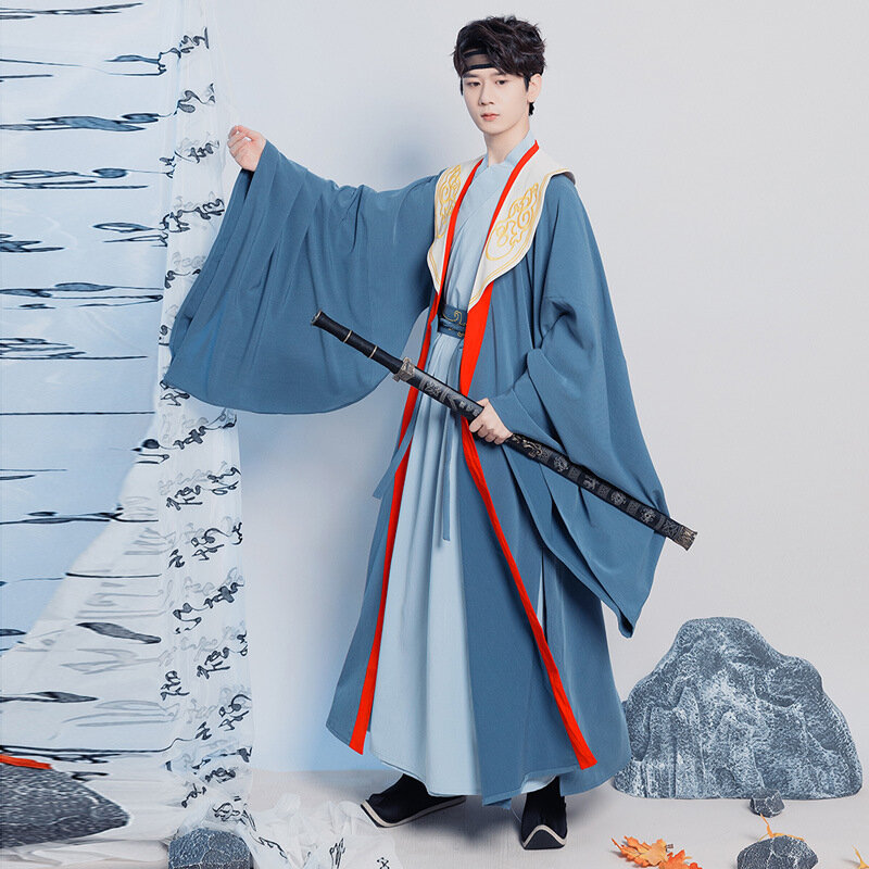 伝統的な中国のヘッドマンダンスコスチューム漢服フォークドレスアンティーク漢服男性中国風コスプレコスチューム