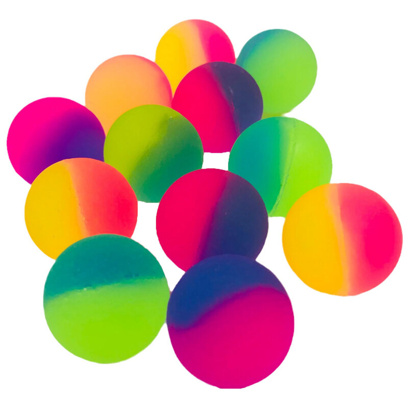 1 buah mainan bola pantul anak laki-laki berwarna anak-anak karet permainan olahraga bola lompat elastis 25mm mainan bola elastis Bicolor