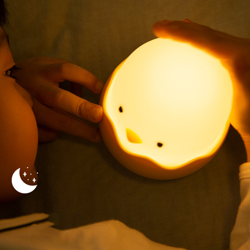 Eierschaal Kip Nachtlampje Cartoon Led Licht Slaapkamer Kinderen Touch Verstelbare Licht Oplaadbare Warme Licht Sfeer Licht