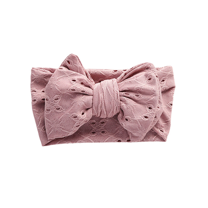 New Summer Newborn Baby Hair Band Lovely Solid Lace Reverent Hollow Hole Stretch Bow archetto per neonato regalo di compleanno