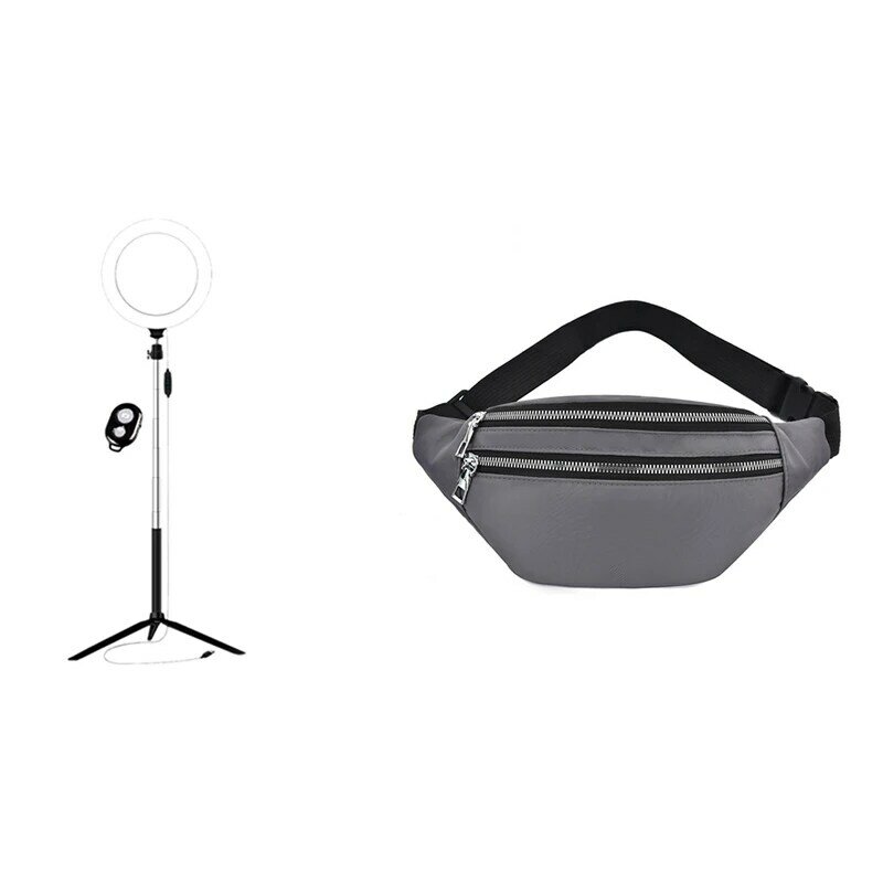 Photography Ring Light With Bluetooth Shutter LED Makeup Ring Lamp With Fanny Pack For Women Waterproof Waist Bags