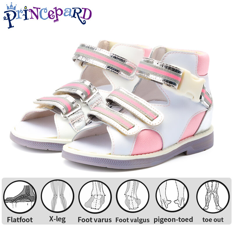 Sandales orthopédiques 4 roues motrices pour enfants et tout-petits, chaussures roses avec support de rinçage, prévention de la marche au bout des pieds pour garçons et filles