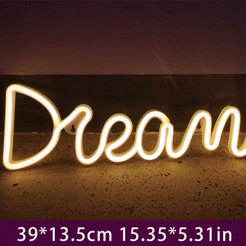 Lampe néon Led en forme de rêve avec chargeur Usb, fourniture pour décoration murale de salon, anniversaire, mariage, vacances