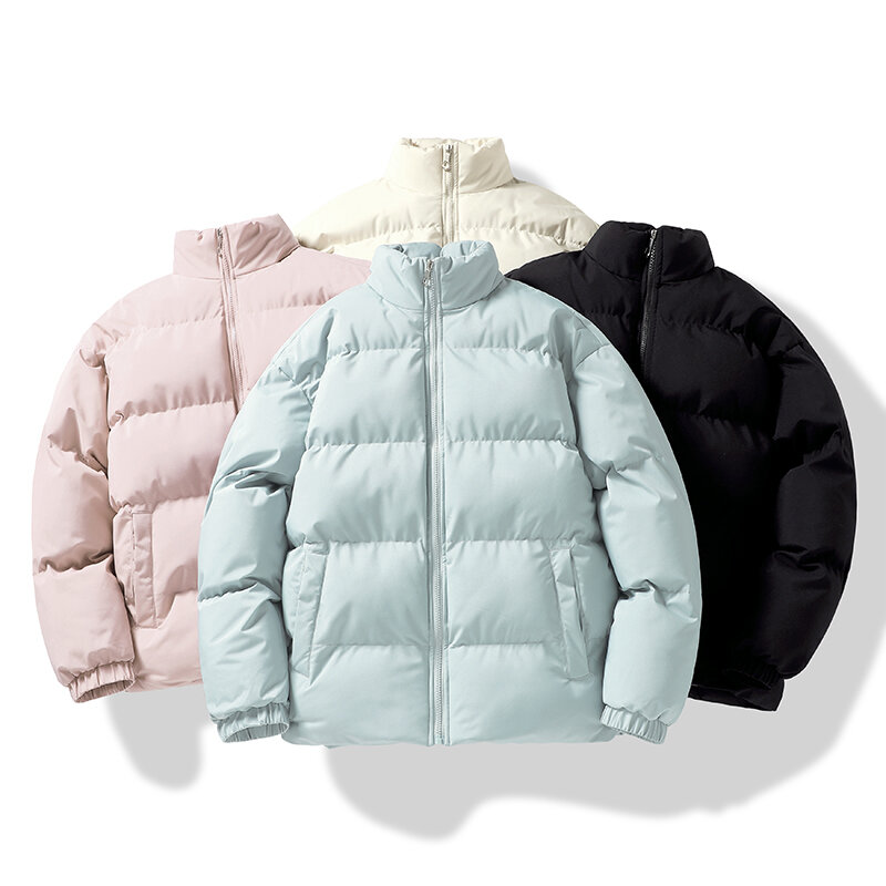 Northern Hemisphere jaket hangat musim dingin pria wanita santai hangat jaket berlapis katun hangat pecinta pakaian roti warna murni