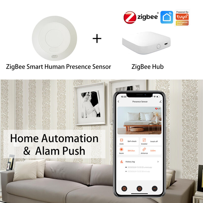 Zigbee/WiFi 5.8/24G mmwave เรดาร์สวิตช์เซ็นเซอร์ตรวจจับการเคลื่อนไหวการแสดงตนของมนุษย์110/220V Tuya Smart Life Home