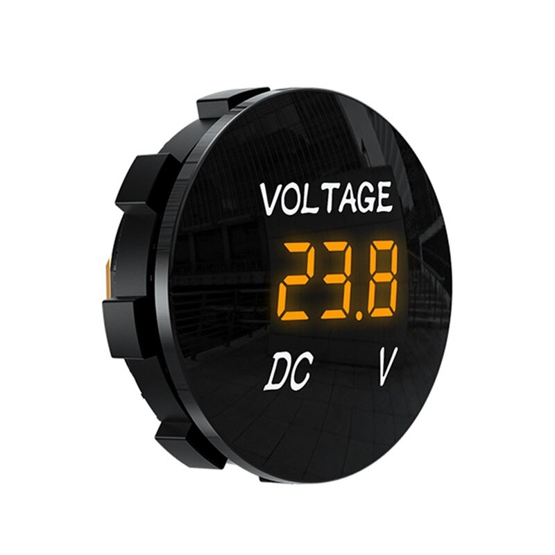 Mini Round Waterproof Motorboat Motorcycle DC5V-48V LED Panel Digital Voltmeter Tester Monitor Display Voltmeter