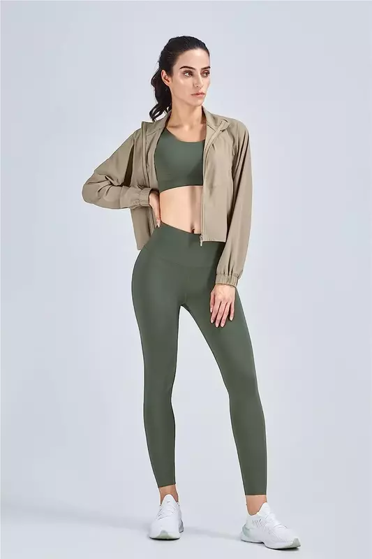 Athletic Running Yoga Gym Track Zip Up giacche ritagliate UPF 50 + magliette da allenamento a maniche lunghe con protezione solare