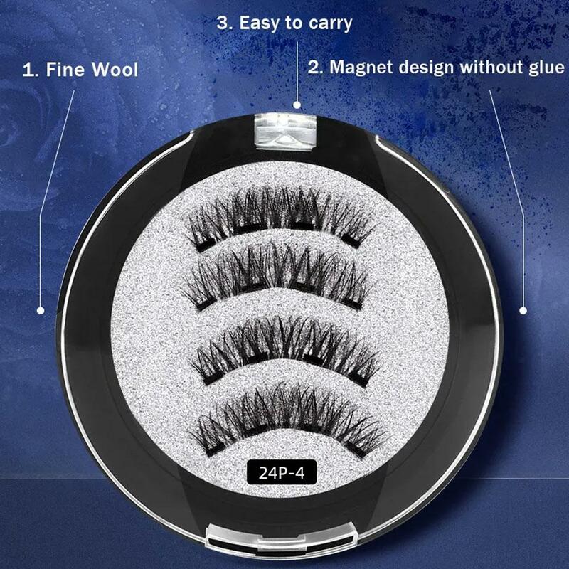 2 Paar 3d magnetische falsche Wimpern wieder verwendbare magnetische Wimpern mit 4 magnetischen Wimpern natürliche Wimpern verlängerung Make-up-Tools