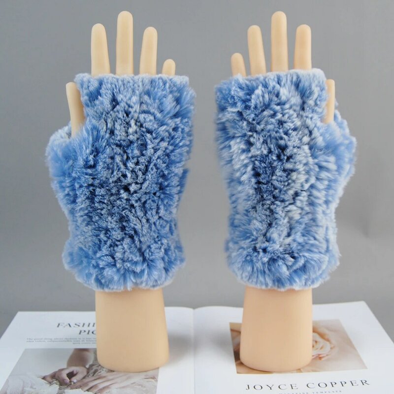 Hot Koop Winter Echt Bont Golve Vrouwen Outdoor Warm 100% Real Rex Konijnenbont Handschoenen Knit Dikke Natuurlijke Zachte Rex konijnenbont Wanten