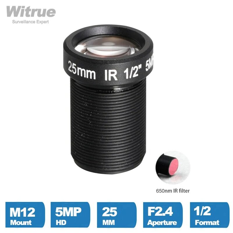 Witrue Action Camera Lens 5 Mega Pixel 25mm with IR filter M12 1/2" For EKEN SJCAM Xiaomi Yi Gopro Hero Sport Cameras