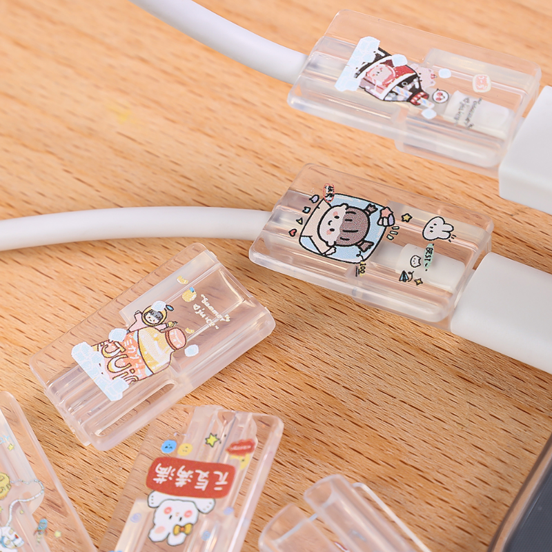 Протектор кабеля прозрачный мультяшный органайзер для сматывания изображений для зарядного кабеля для Iphone ТПУ износостойкая защита кабеля данных