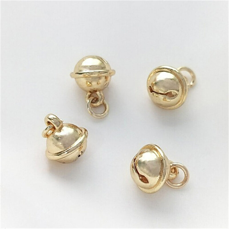 Pendentif petite cloche en or 14 carats, bijoux faits à la main, bracelet à faire soi-même, collier, breloques, accessoires, 8mm, K509