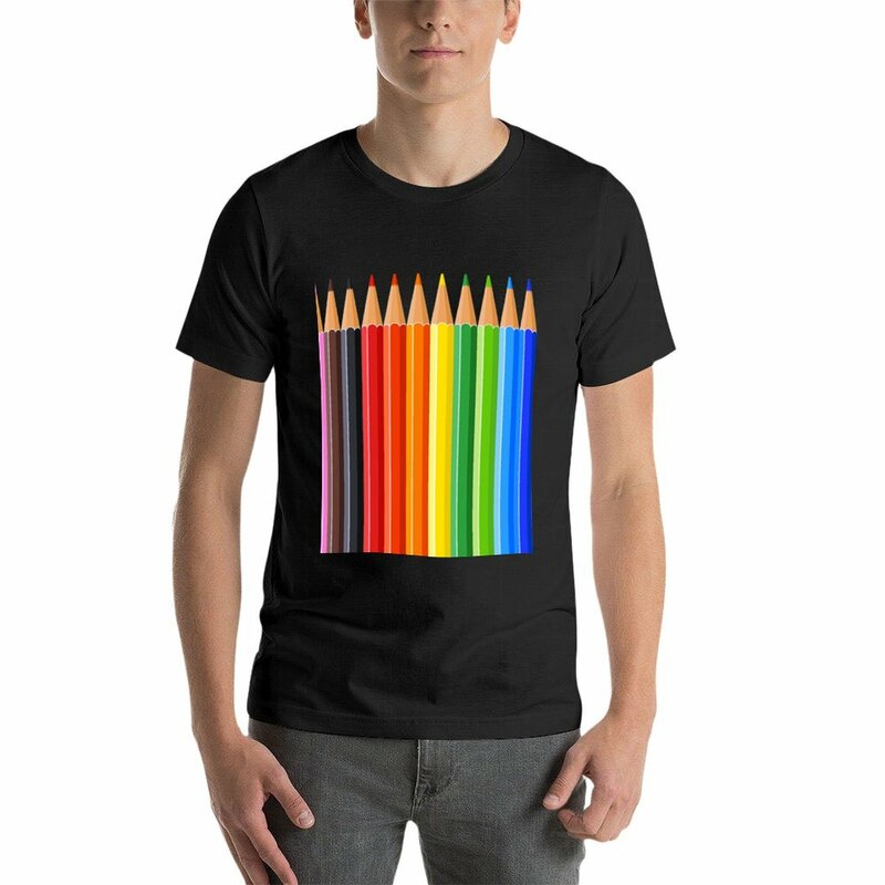 Цветные Карандаши T-Shirt T-Shirt T-Shirt Nieuwe Editie Blouse Anime Zwarte T-Shirts Voor Mannen