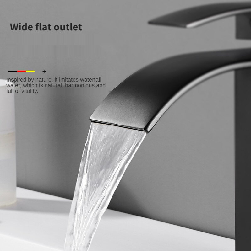 Bathroom Waterfall Basin Sink Faucet Black Faucets Brass Bath Faucet Hot&Cold Water Mixer Vanity Tap Deck Mounted Washbasin tap