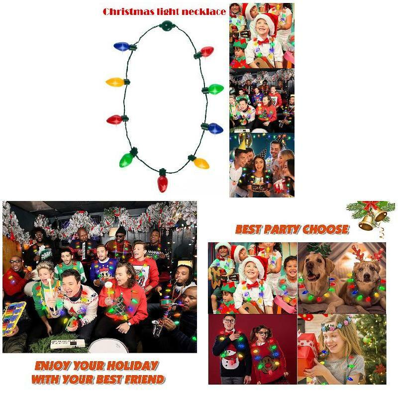2023 kreative Weihnachten führte Nachtlicht leuchtende Erdbeer Glitter Halskette Spielzeug tragbare Weihnachten leuchten Glühbirne Urlaub Party Dekor