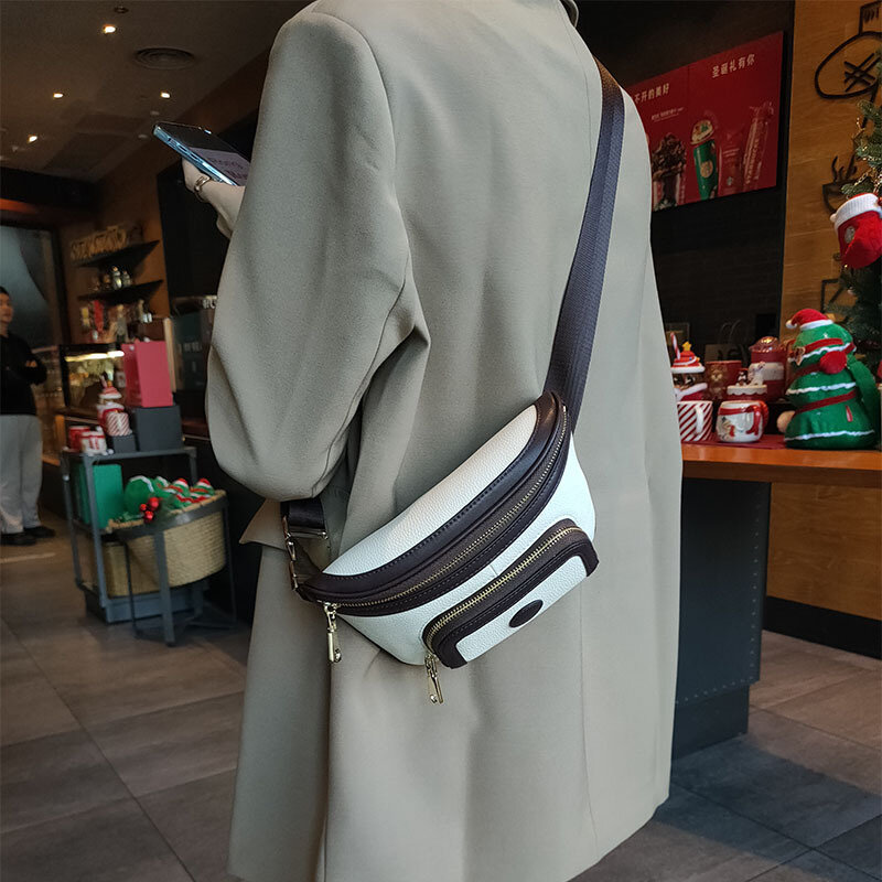 Tas dada kulit asli semua mode, tas selempang bahu tunggal kualitas tinggi, tas kasual pak Fanny kulit lembut baru 2024