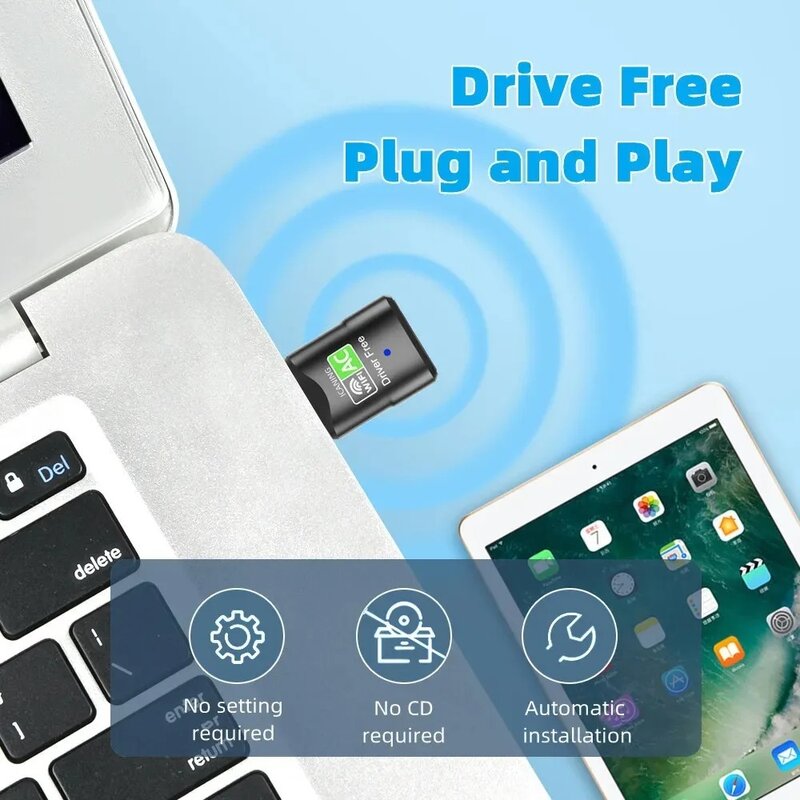 Dual Band USB wifi 600Mbps Adapter AC600 5.8GHz 2.4GHz WiFi PC Mini Computer Network Card Receiver 802.11b/n/g/ac