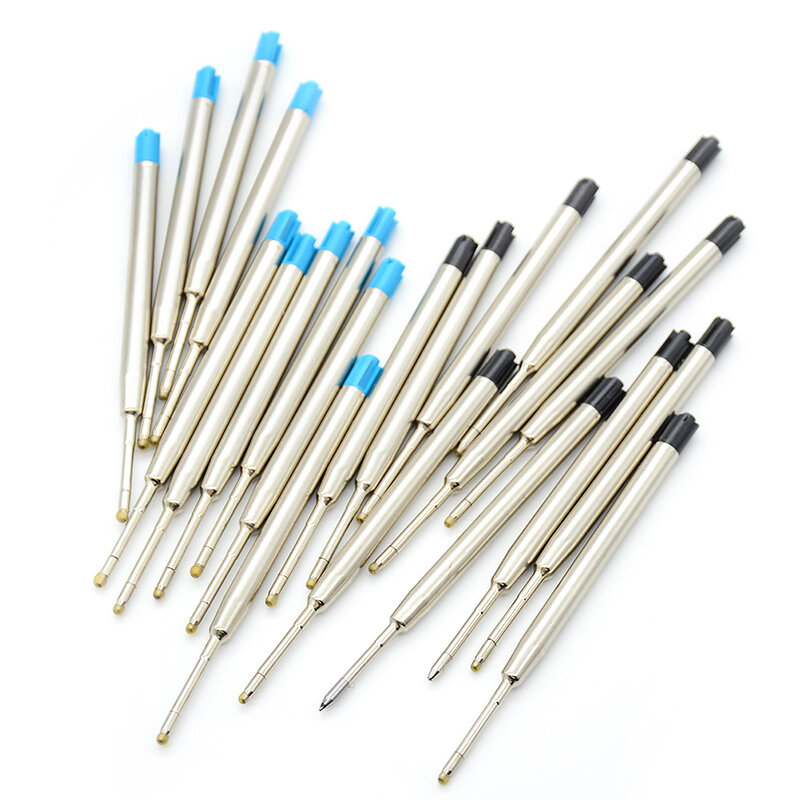 Recharge universelle de stylo à bille en métal, encre bleue, style d'orteil standard, pointes quotidiennes, pointe moyenne, action de poussée, lointain, 1.0mm, 10 pièces