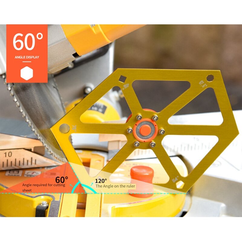 Regla de ángulo para carpintería, máquina de corte, sierra de mesa, herramienta de ajuste de ángulo, oro y naranja, 1 pieza