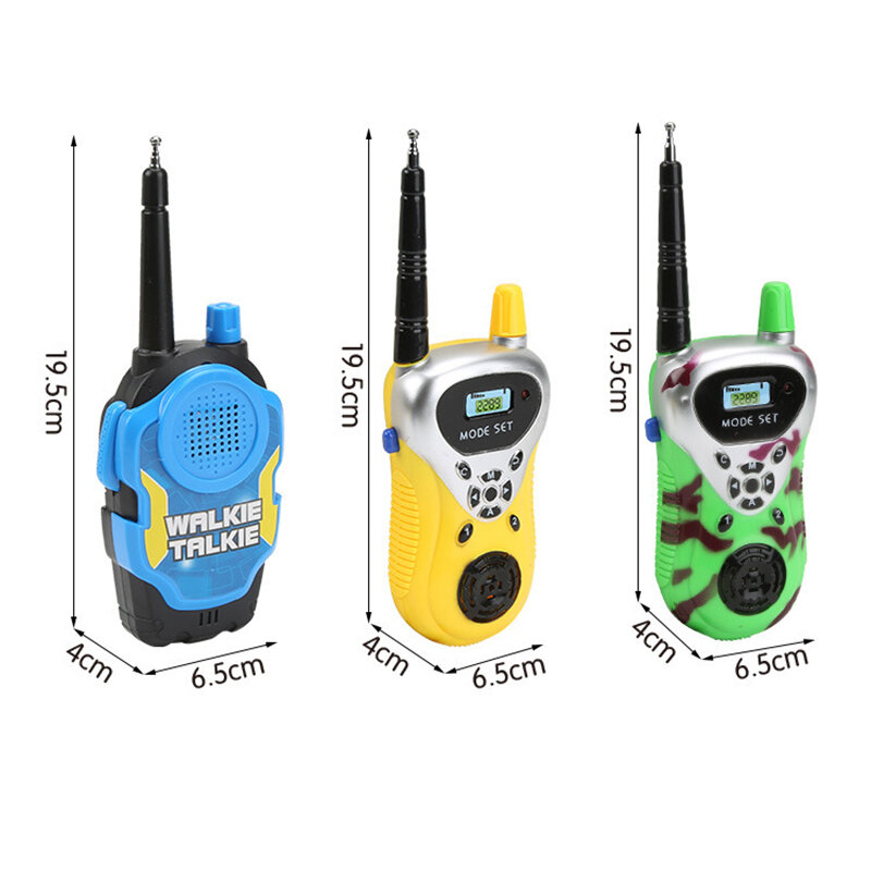 2 buah/set Walkie talkie 50M, mainan telepon Radio 2Ch untuk anak-anak genggam portabel anak luar ruangan elektronik Interphone