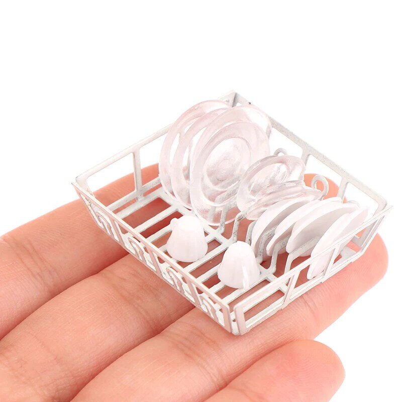 1Set 1:12 Dollhouse Miniature Cup Beer Mug Cup Plate Dish Rack Kitchen Model Decor Toy Doll House Accessories