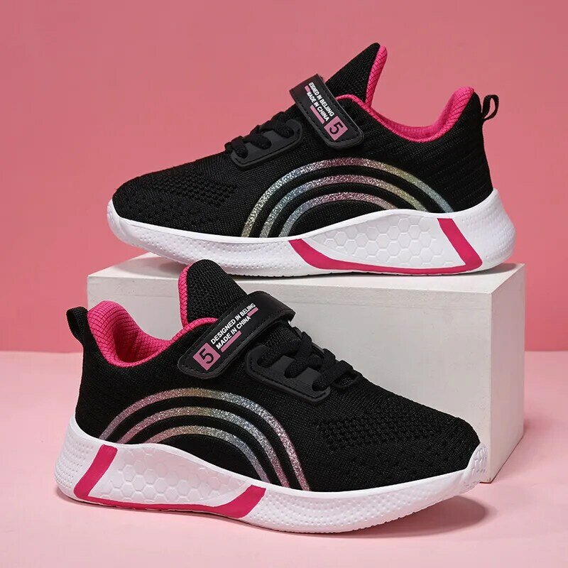Girls' Shoes 2024 Spring and Autumn New Breathable Mesh Shoes Children's Sports Shoes